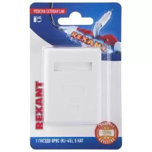 Розетка сетевая LAN, на стену, 1 гнездо 8Р8С (RJ-45), CAT 5e REXANT  в Самаре