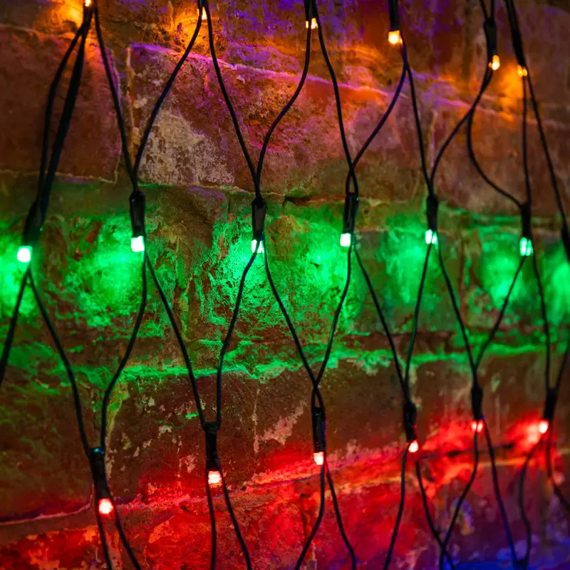 Гирлянда Сеть 2х2х1.5м, свечение с динамикой, черный ПВХ, 136 LED, 230 В, цвет: Мультиколор (контроллер в комлекте) в Самаре