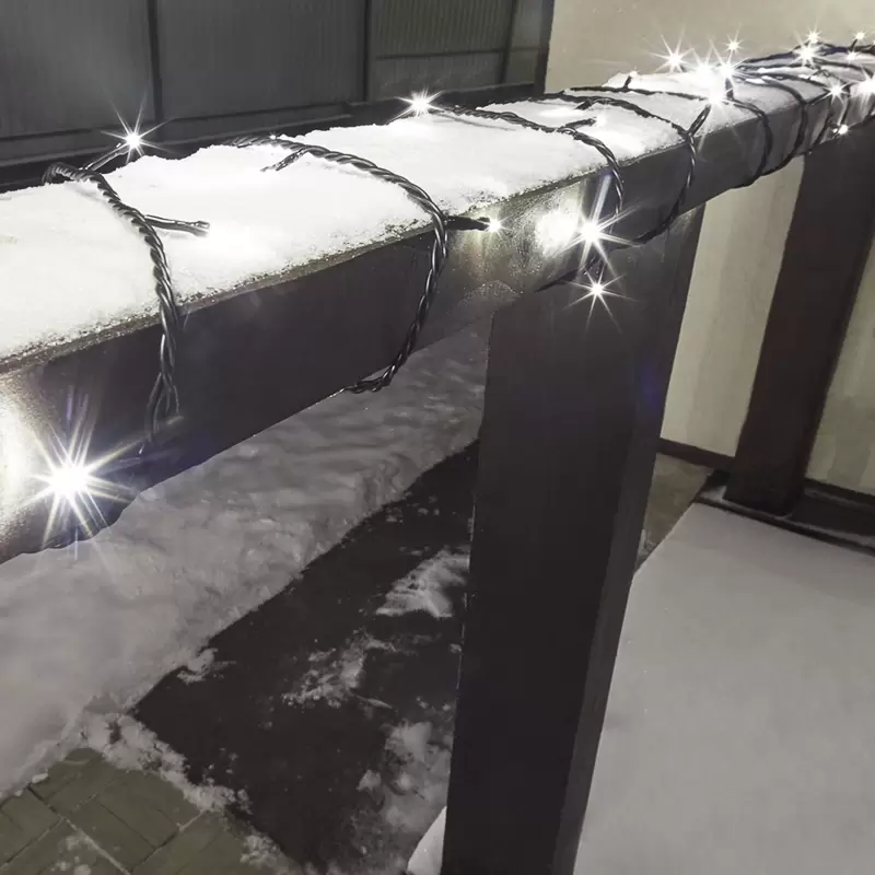Гирлянда Твинкл Лайт 10 м, 100 LED ТЕПЛЫЙ БЕЛЫЙ, черный ПВХ, IP65, динамика, 230В соединяется NEON-NIGHT (нужен контроллер 217-204) в Самаре