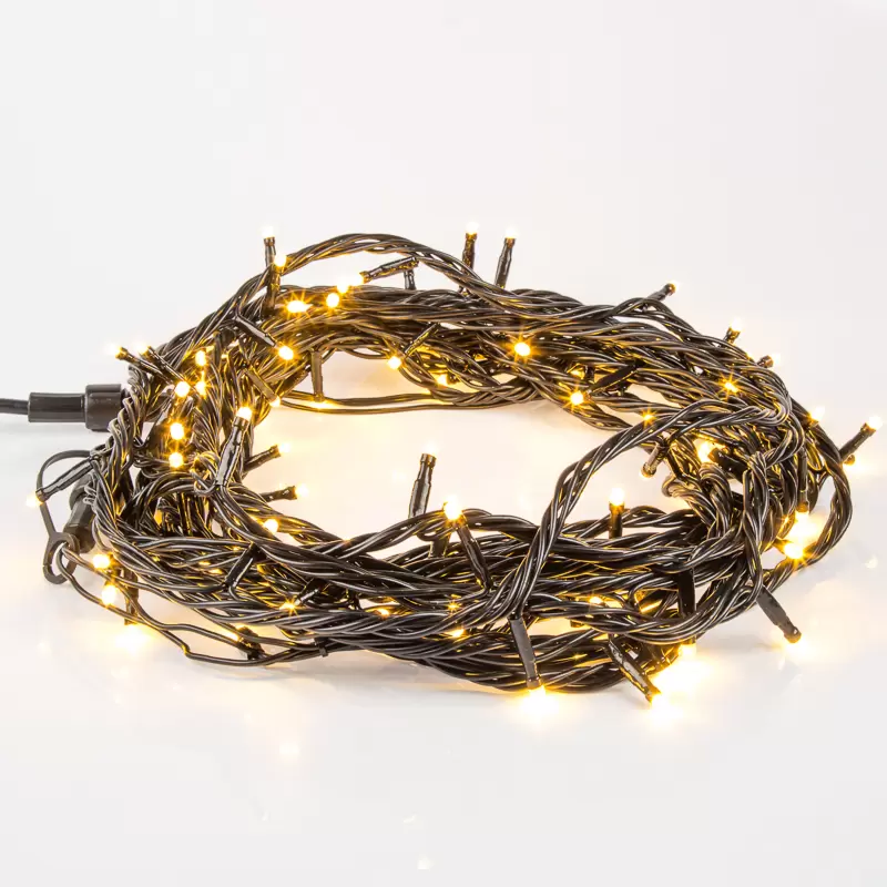 Гирлянда Твинкл Лайт 10 м, 100 LED ТЕПЛЫЙ БЕЛЫЙ, черный ПВХ, IP65, динамика, 230В соединяется NEON-NIGHT (нужен контроллер 217-204) в Самаре