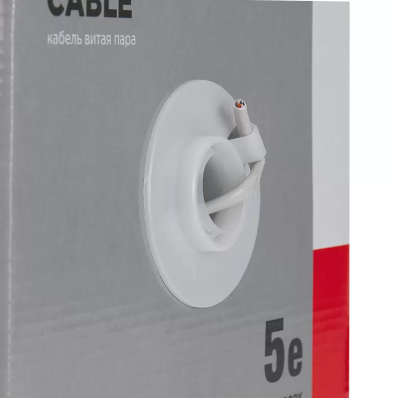 Кабель витая пара U/UTP, CAT 5e, PVC, 2PR, 24AWG, INDOOR, SOLID, серый, 305м REXANT в Самаре