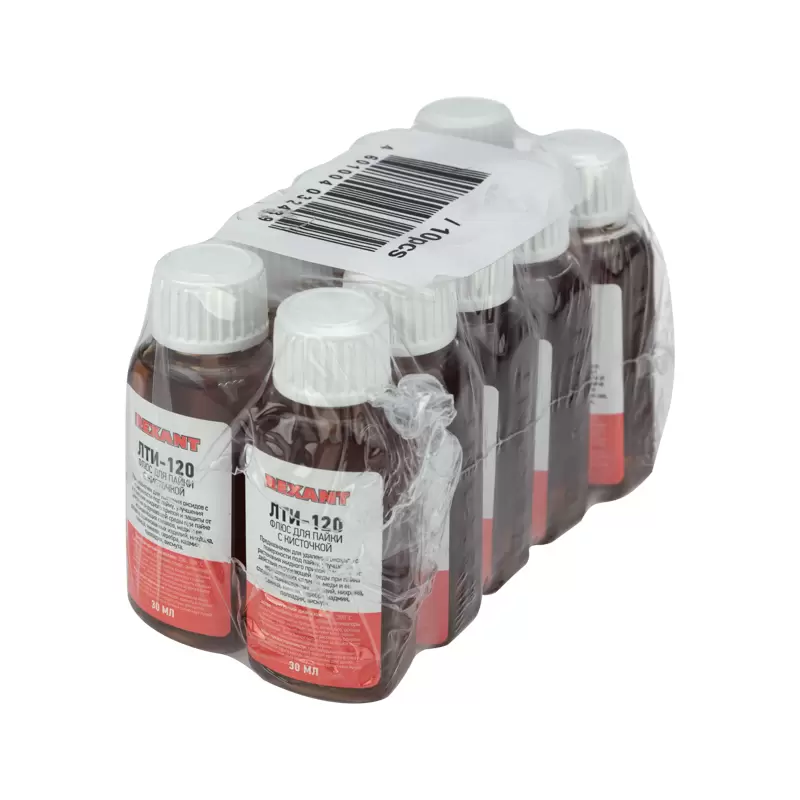 Флюс для пайки, ЛТИ-120, 30мл, с кисточкой, флакон REXANT в Самаре