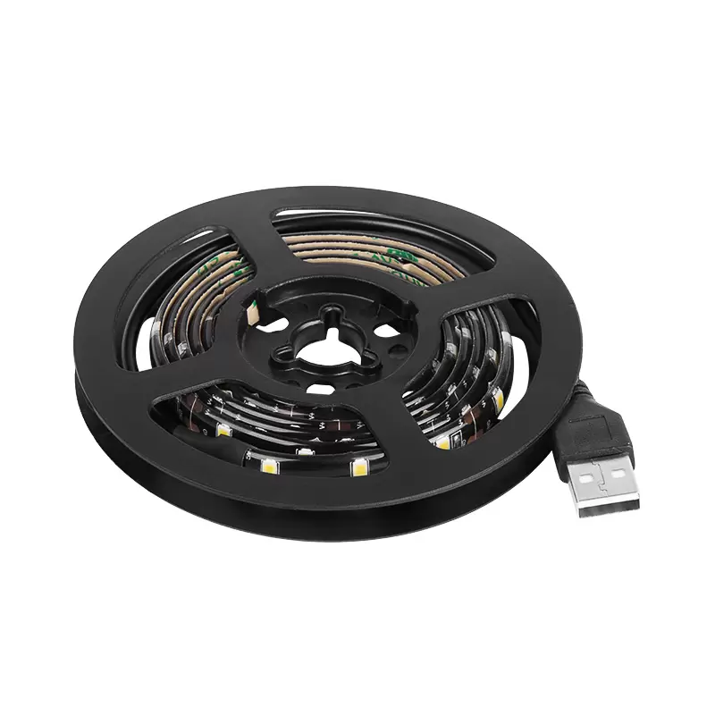 Лента светодиодная 5В, SMD2835, 4,8Вт/м, 60 LED/м, синий, 8мм, 1м, с USB коннектором, черная, IP65 LAMPER в Самаре