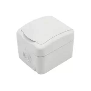 Розетка одноместная Mini OG IP54, с заземлением, о/у, белая KRANZ