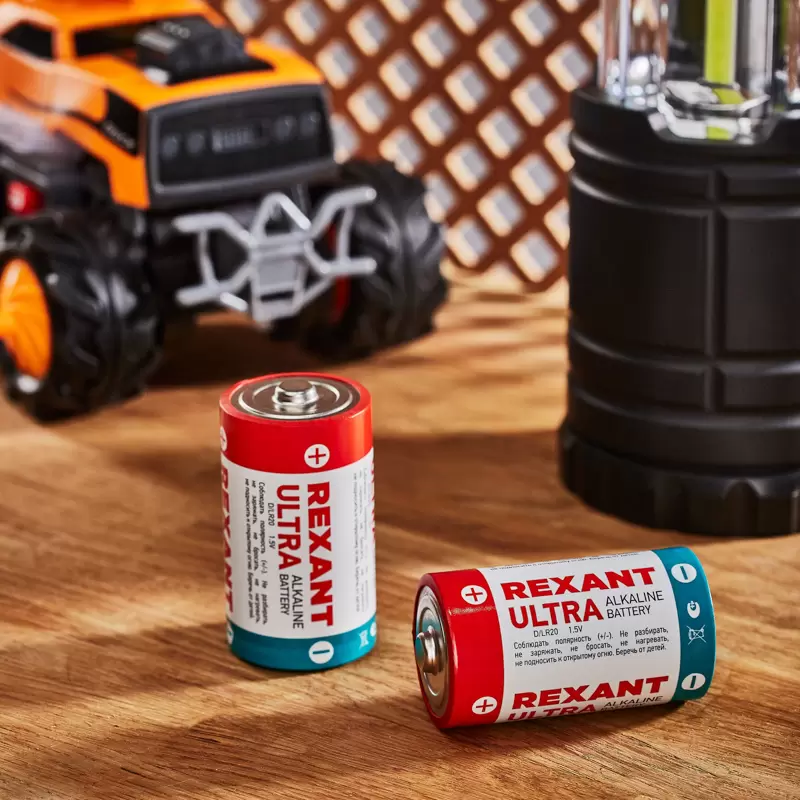 Батарейка алкалиновая D/LR20, 1,5В, 2 шт, блистер REXANT в Самаре