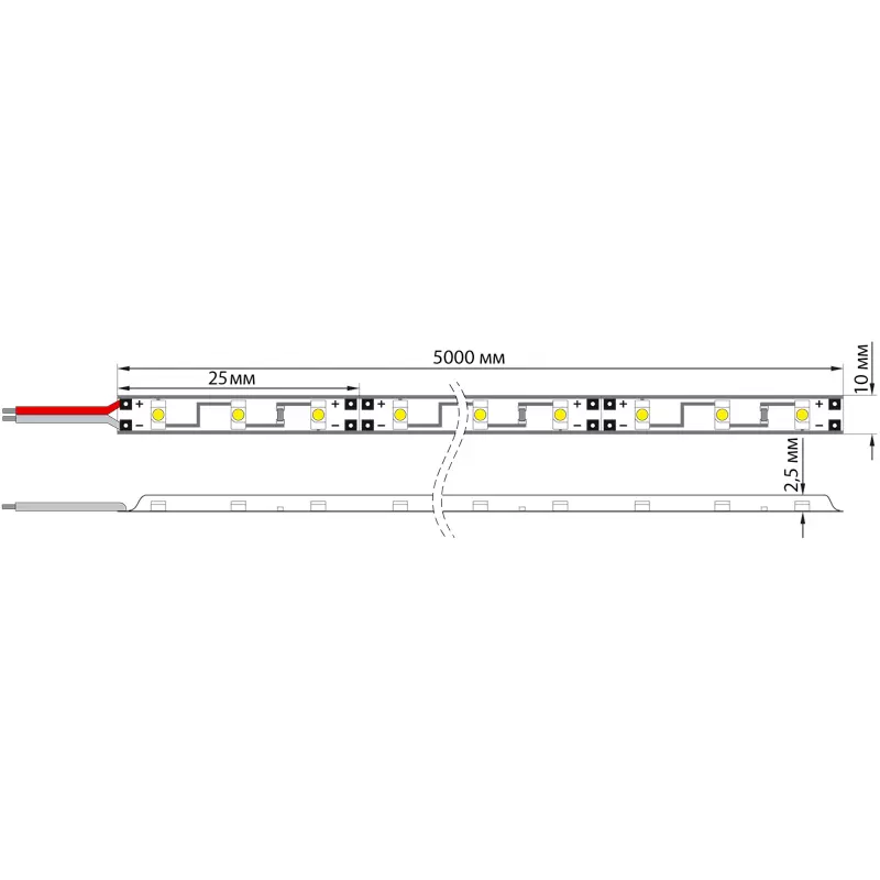 Лента светодиодная 12В, SMD2835, 120 LED/м, 6500K, 8мм, 5м, IP20 LAMPER в Самаре