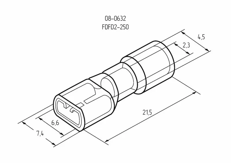 Клемма плоская полностью изолированная РППи-м 2.5-(6.3)/РпИмп 2-250 гнездо 6.6 мм 1.5-2.5 мм² REXANT в Самаре