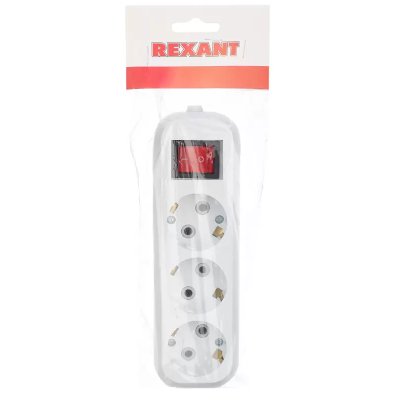 Колодка 3 гнезда с кнопкой c заземлением REXANT в Самаре