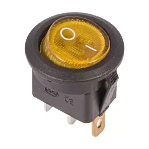 Выключатель клавишный круглый 250V 6А (3с) ON-OFF желтый  с подсветкой  (RWB-214, SC-214, MIRS-101-8)  REXANT  в Самаре