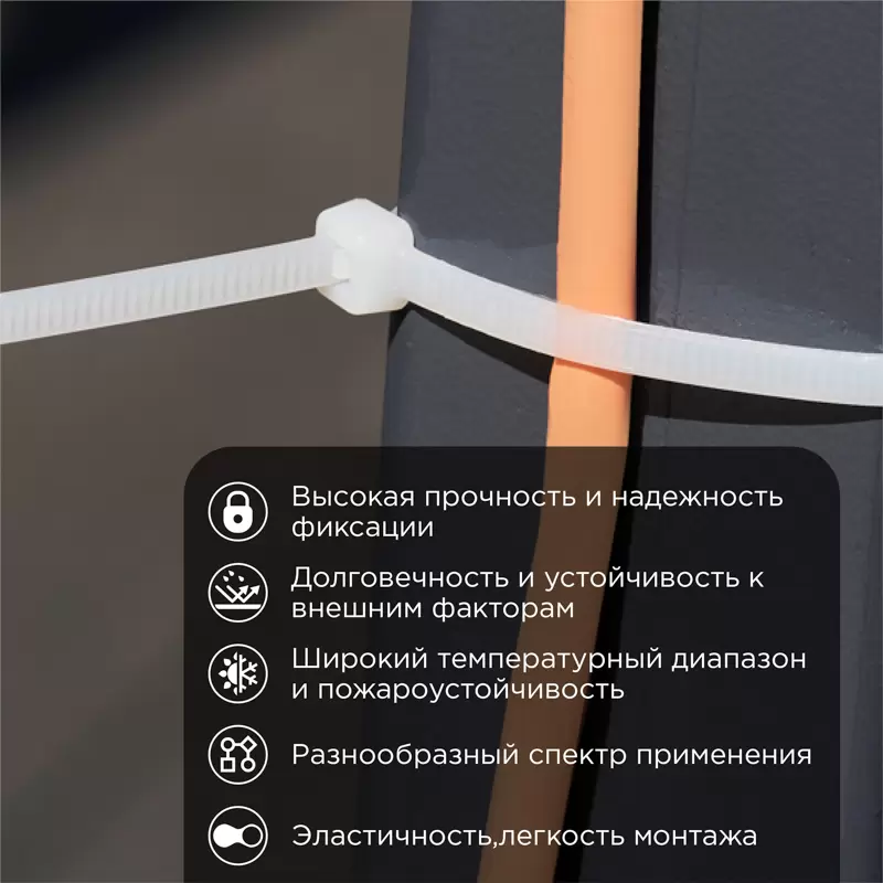 Стяжка кабельная нейлоновая 250x4,8мм, белая (100 шт/уп) REXANT в Самаре