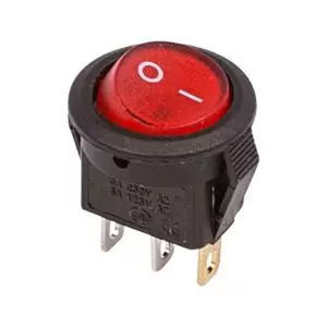 Выключатель клавишный круглый 250V 3А (3с) ON-OFF красный с подсветкой Micro (RWB-106, SC-214) REXANT  в Самаре