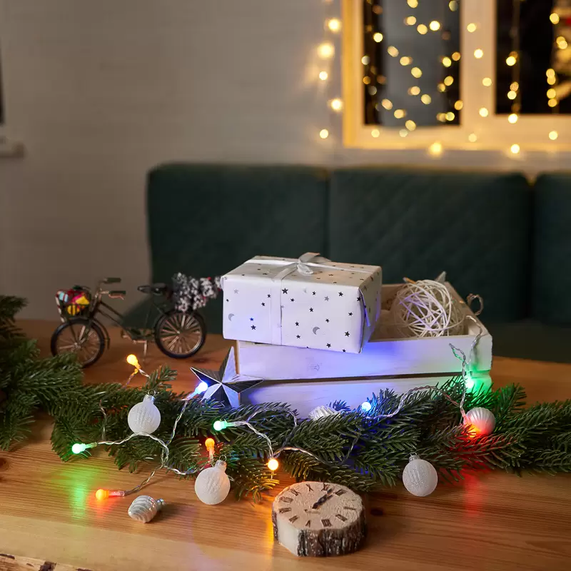 Гирлянда светодиодная Шарики 1,5 м, 10 LED, прозрачный ПВХ, цвет свечения мультиколор, 2 х АА (батарейки не в комплекте) NEON-NIGHT в Самаре