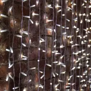Гирлянда Светодиодный Дождь 2х3м, 600 LED БЕЛЫЙ, белый ПВХ, IP65, постоянное свечение, 230В соединяется NEON-NIGHT (нужен шнур питания 303-500-1)