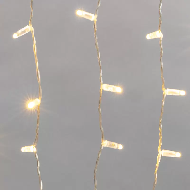 Гирлянда Бахрома (Айсикл), 2,4х0,6м, 88 LED, теплый белый, прозрачный ПВХ, IP65, постоянное свечение, 230В (нужен шнур питания 303-500-1), NEON-NIGHT в Самаре