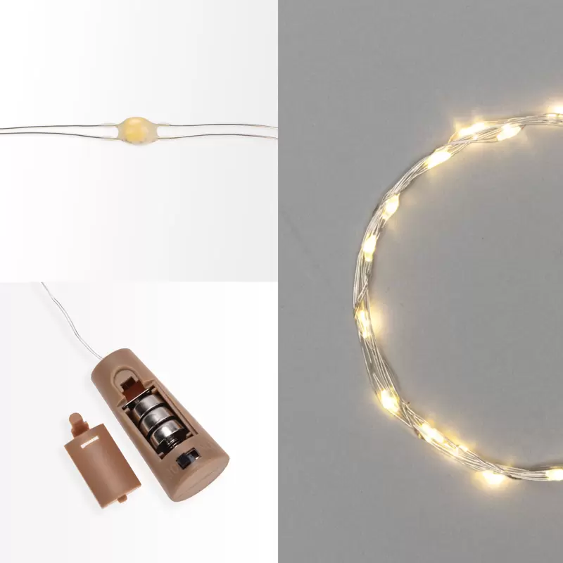 Гирлянда Роса с пробкой 2 м, 20 LED, теплое белое свечение, 3хLR44 в комплекте NEON-NIGHT в Самаре