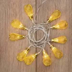 Гирлянда светодиодная Восточные фонарики 10 LED ЖЕЛТЫЕ 1,5 метра, прозрачный ПВХ, питание 2xАА  в Самаре