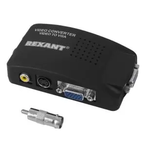 Конвертер BNC/RCA + S-video на VGA, пластик REXANT  в Самаре