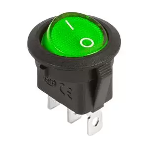 Выключатель клавишный круглый 12V 20А (3с) ON-OFF зеленый с подсветкой (RWB-214) REXANT  в Самаре