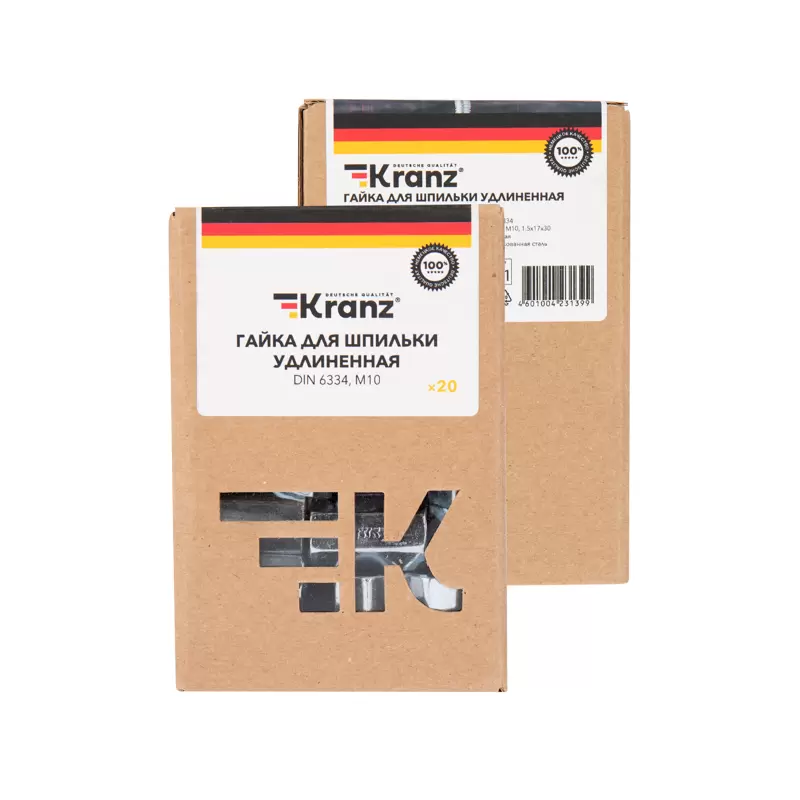 Гайка для шпильки удлиненная М10, 1,5х17х30 короб (20 шт/уп) KRANZ в Самаре