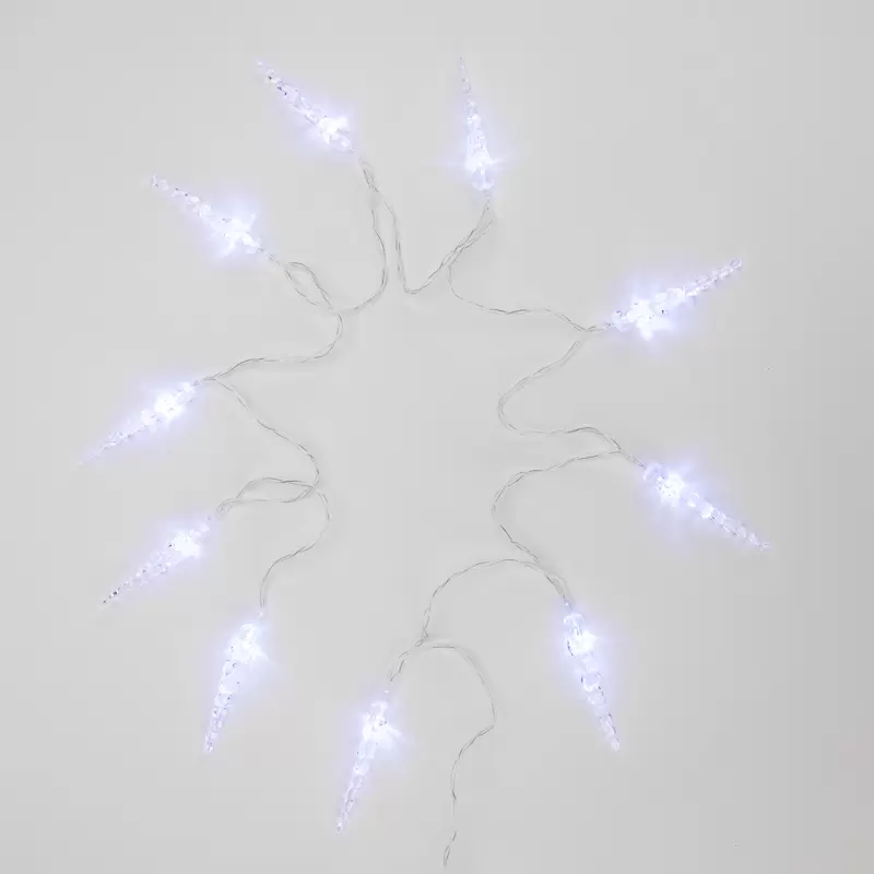 Гирлянда светодиодная Сосульки 1,5 м, 10 LED, прозрачный ПВХ, цвет свечения белый, 2 х АА (батарейки не в комплекте) NEON-NIGHT в Самаре