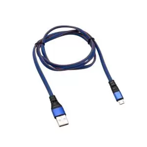 Кабель REXANT USB-microUSB 1 м, плоский провод, синяя джинсовая оплетка   в Самаре