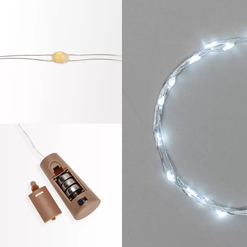 Гирлянда Роса с пробкой 2 м, 20 LED, белое свечение, 3хLR44 в комплекте NEON-NIGHT в Самаре