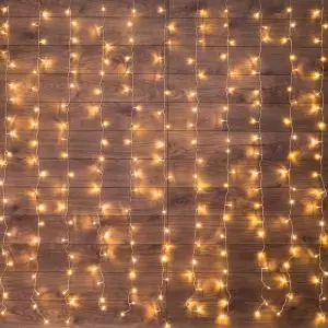 Гирлянда светодиодная Дождь 1.5x1.5 м, прозрачный ПВХ, 144 LED с контроллером, теплое белое свечение NEON-NIGHT