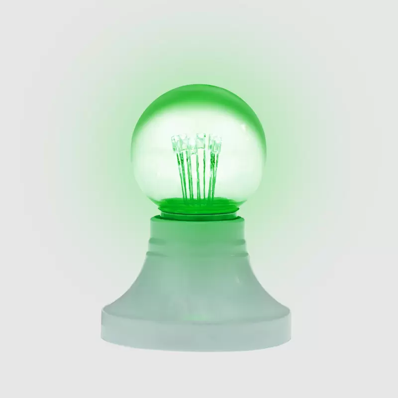 Лампа шар Е27 6 LED Ø45мм - зеленая, прозрачная колба, эффект лампы накаливания в Самаре