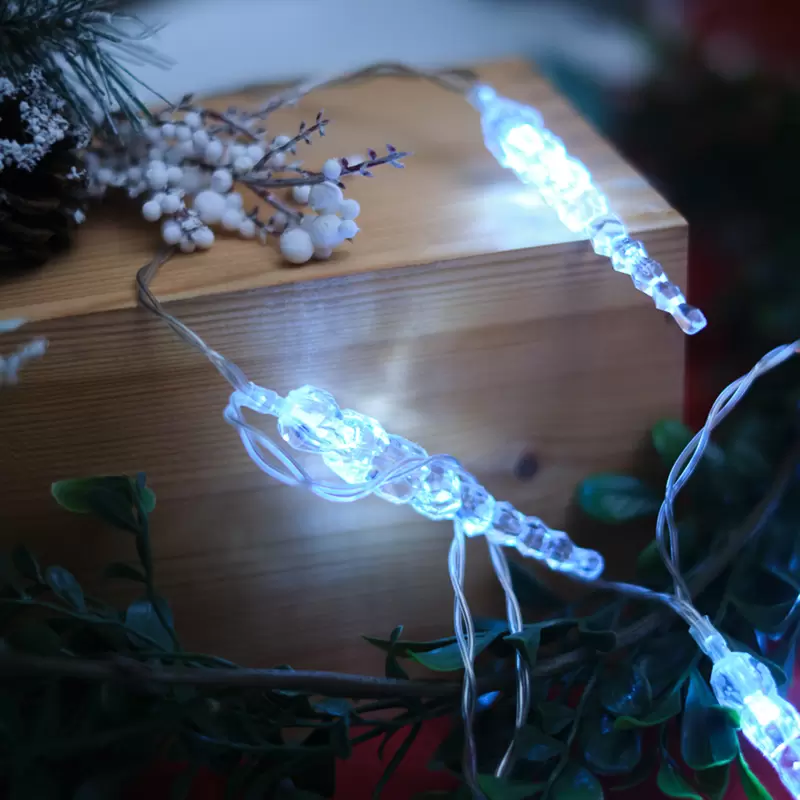 Гирлянда светодиодная Сосульки 1,5 м, 10 LED, прозрачный ПВХ, цвет свечения белый, 2 х АА (батарейки не в комплекте) NEON-NIGHT в Самаре