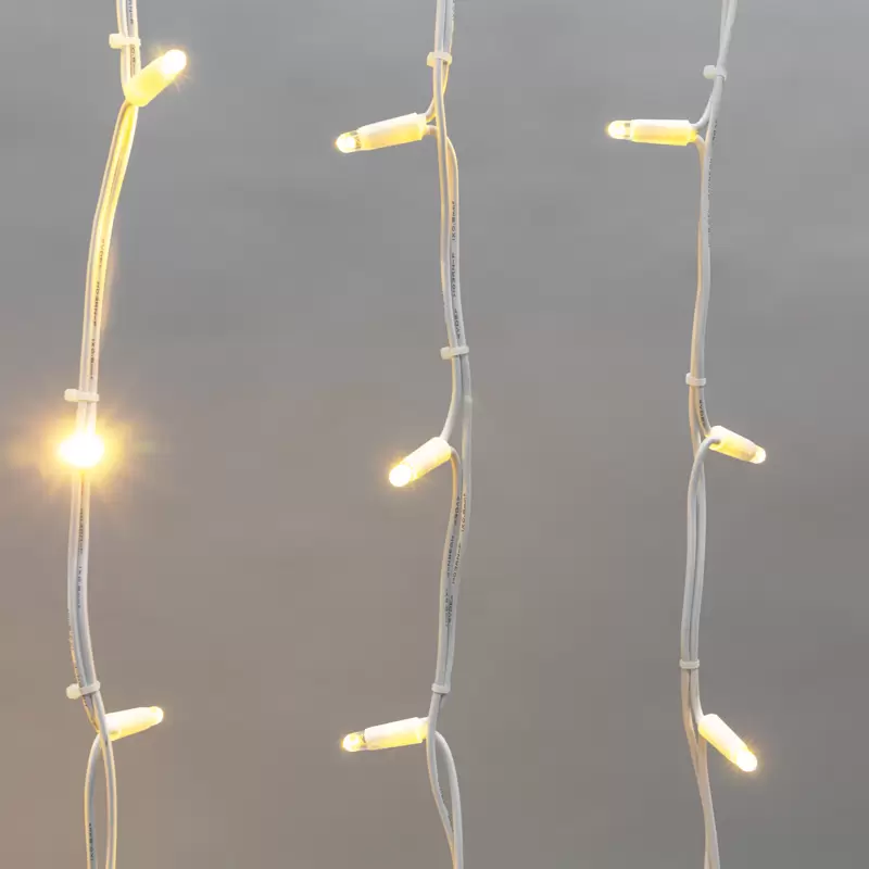Гирлянда светодиодная Бахрома (Айсикл), 4,0х0,6м, 128 LED ТЕПЛЫЙ БЕЛЫЙ, белый КАУЧУК 3,3мм, IP67, эффект мерцания, 230В NEON-NIGHT (нужен шнур питания 315-001) в Самаре