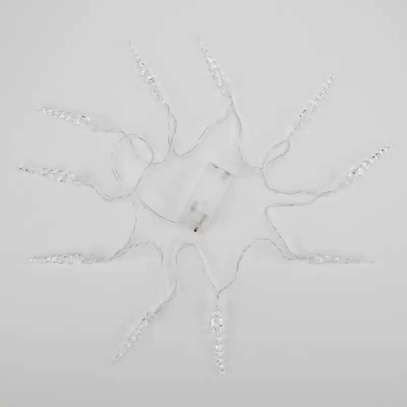 Гирлянда светодиодная Сосульки 1,5 м, 10 LED, прозрачный ПВХ, цвет свечения белый, 2 х АА (батарейки не в комплекте) NEON-NIGHT в Самаре
