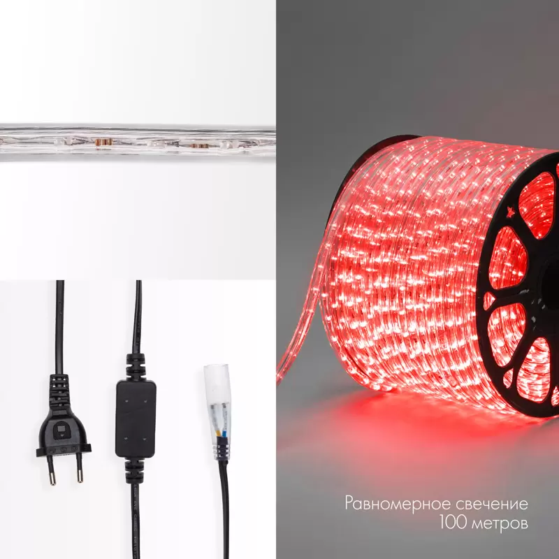 Дюралайт LED, постоянное свечение (2W) - красный, 30 LED/м, бухта 100м в Самаре