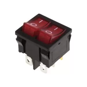 Выключатель клавишный 250V 6А (6с) ON-OFF красный с подсветкой ДВОЙНОЙ Mini (RWB-305) REXANT  в Самаре