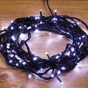Гирлянда Твинкл Лайт 20 м, 200 LED БЕЛЫЙ, черный ПВХ, IP65, динамика, 230В соединяется NEON-NIGHT (нужен контроллер 217-204)