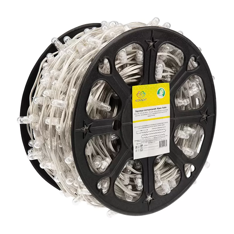 Гирлянда LED Клип-лайт 12 V, прозрачный ПВХ, 150 мм, цвет диодов теплый белый в Самаре