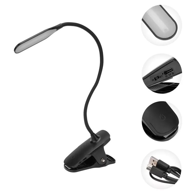 Светильник LED настольный заряжаемый Click 4Вт 4000К диммируемый 3 ступени на прищепке, черный REXANT в Самаре