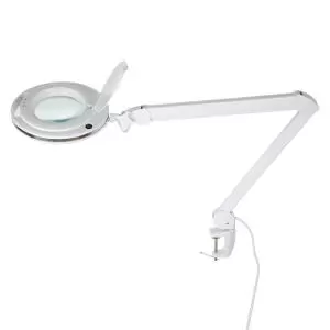 Лупа на струбцине круглая 3D с подсветкой 60 SMD LED, сенсорный регулятор яркости, ø120мм, белая REXANT
