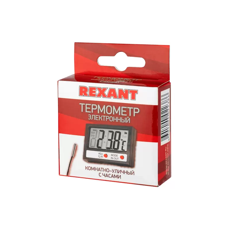 Термометр электронный комнатно-уличный с часами REXANT в Самаре