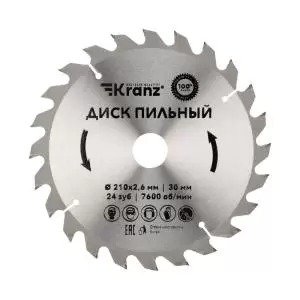 Диск пильный 210мм х 24 зуб х 30мм KRANZ
