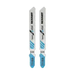Пилка для электролобзика 75мм 21 з/д 1,5-3мм T118A (2шт/уп) (металл) REXANT