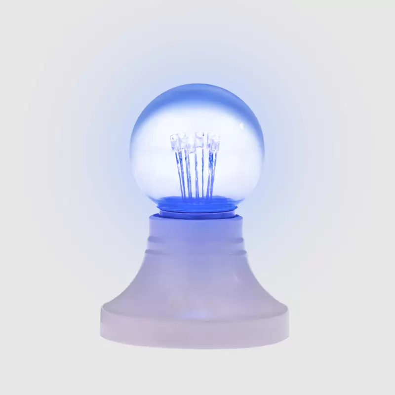 Лампа шар Е27 6 LED Ø45мм - синяя, прозрачная колба, эффект лампы накаливания в Самаре