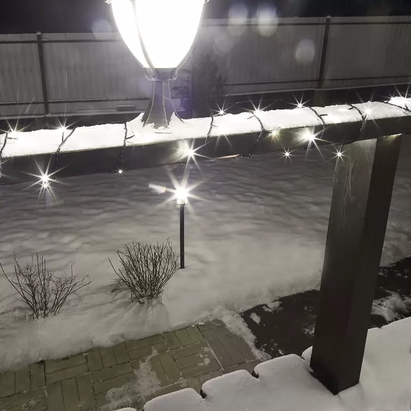 Гирлянда Твинкл Лайт 10 м, 100 LED ТЕПЛЫЙ БЕЛЫЙ, черный ПВХ, IP65, динамика, 230В соединяется NEON-NIGHT (нужен контроллер 217-204) в Самаре