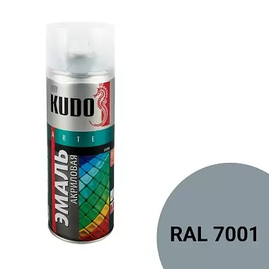 Аэрозольная акриловая краска Kudo Satin KU-0A7001, 520 мл, серая