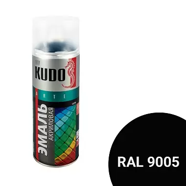Аэрозольная акриловая краска Kudo Satin KU-0A9005, 520 мл, черная