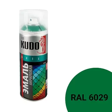 Аэрозольная акриловая краска Kudo Satin KU-0A6029, 520 мл, зеленая