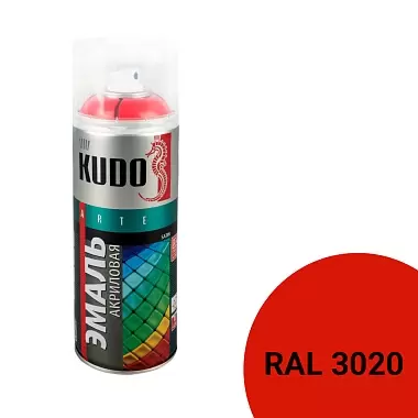 Аэрозольная акриловая краска Kudo Satin KU-0A3020, 520 мл, алая