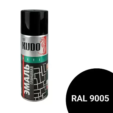 Аэрозольная алкидная краска Kudo KU-1002, глянцевая, 520 мл, черная