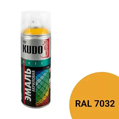 Аэрозольная акриловая краска Kudo Satin KU-0A1023, 520 мл, ярко-желтая